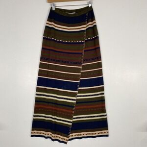 Capacity Skirt Womens Large Multicolor Stripe Knit Wrap Maxi Elastic Waist Boho